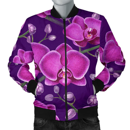 Orchid Pattern Print Design A03 Men Bomber Jacket
