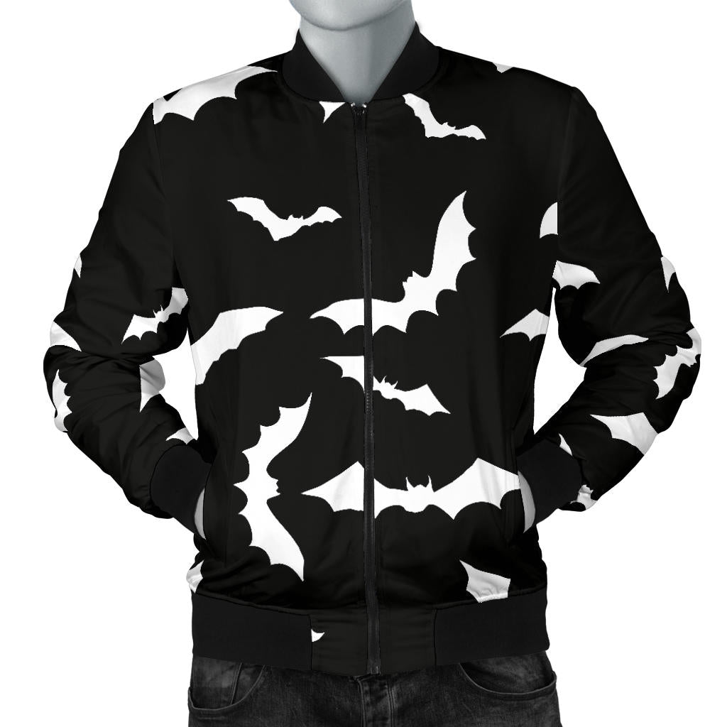 Bat Pattern Print Design 05 Men Bomber Jacket
