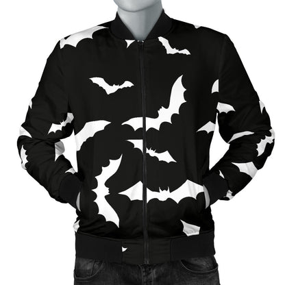 Bat Pattern Print Design 05 Men Bomber Jacket