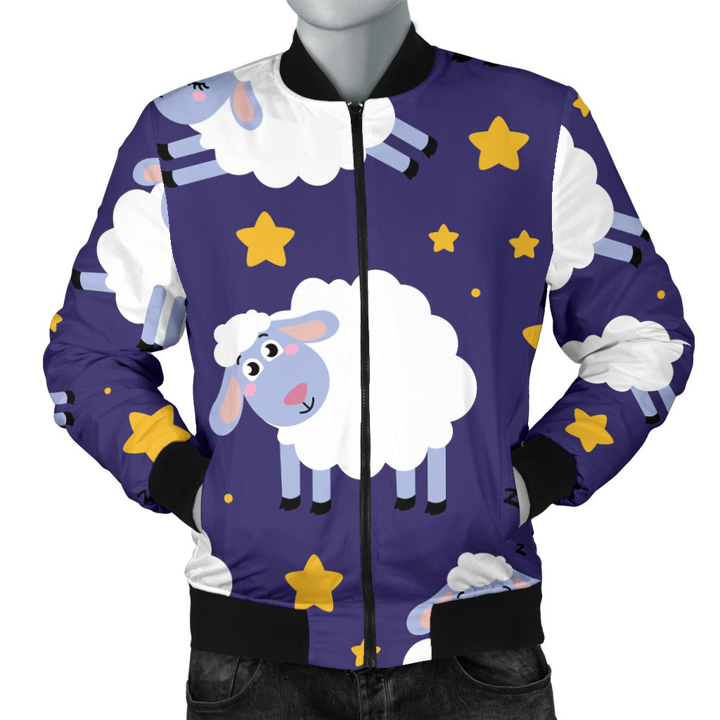 Sheep Pattern Print Design 03 Men Bomber Jacket