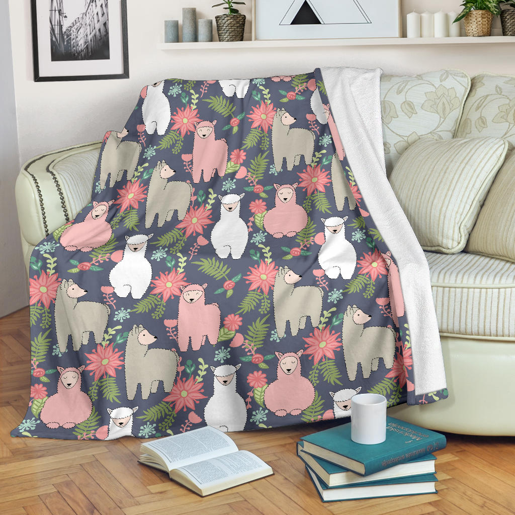 Alpaca Pattern Print Design 03 Premium Blanket