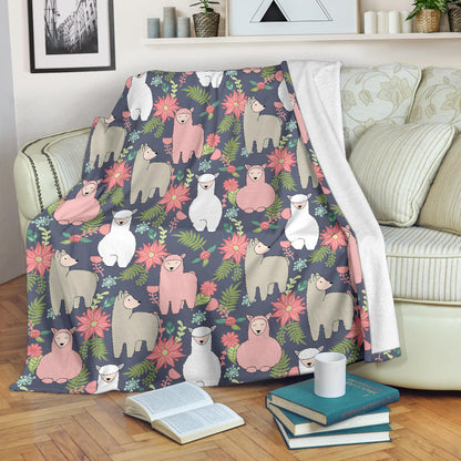 Alpaca Pattern Print Design 03 Premium Blanket