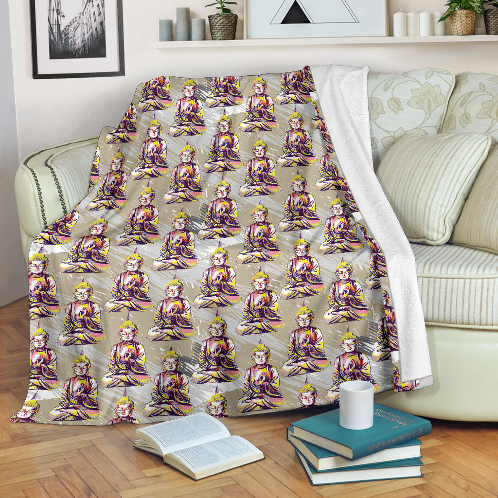 Buddha Pattern Print Design 07 Premium Blanket
