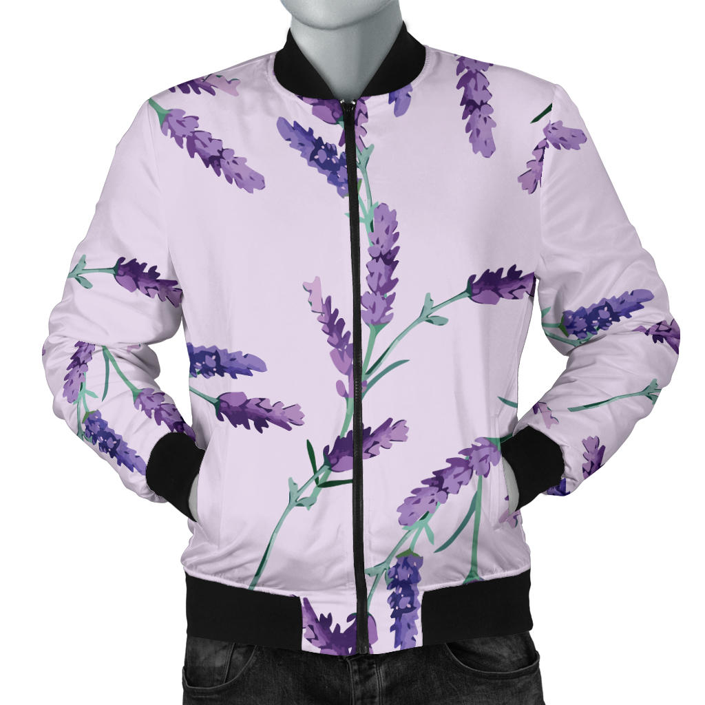 Lavender Pattern Print Design 02 Men Bomber Jacket