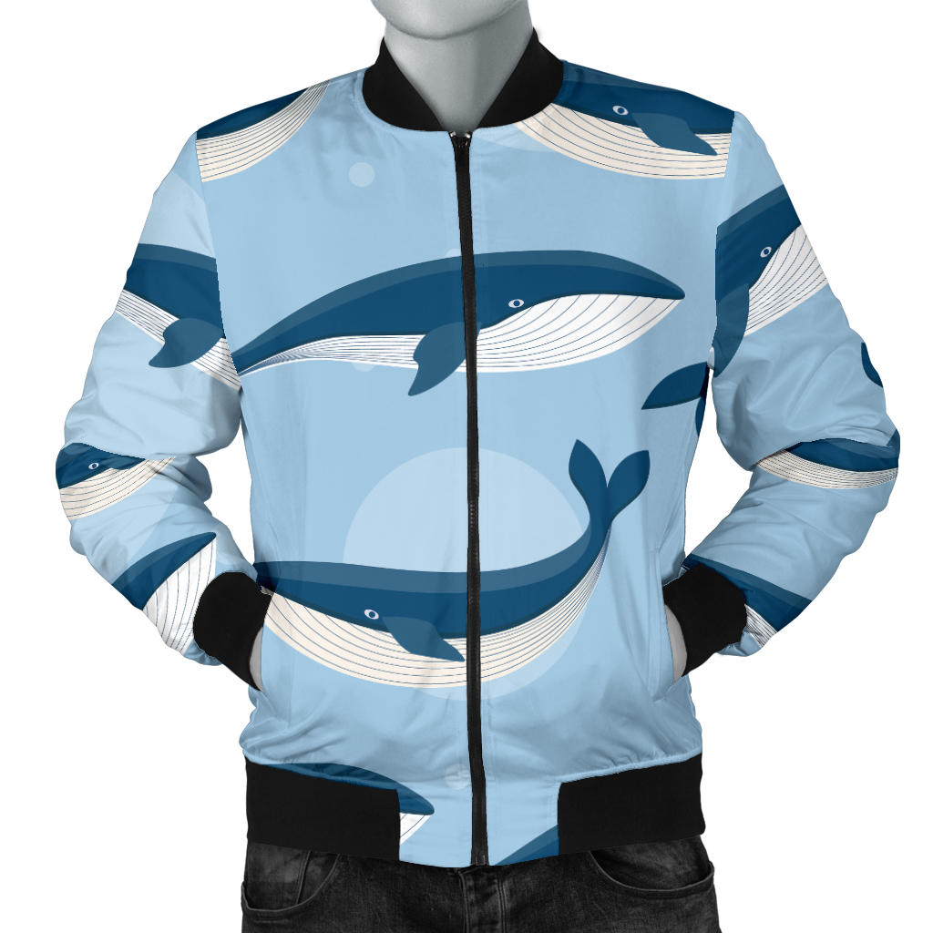 Blue Whale Pattern Print Design 02 Men Bomber Jacket