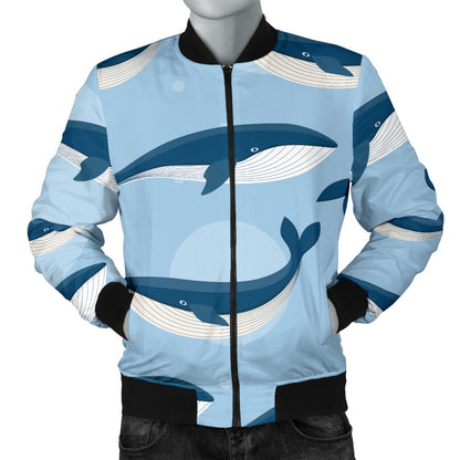 Blue Whale Pattern Print Design 02 Men Bomber Jacket