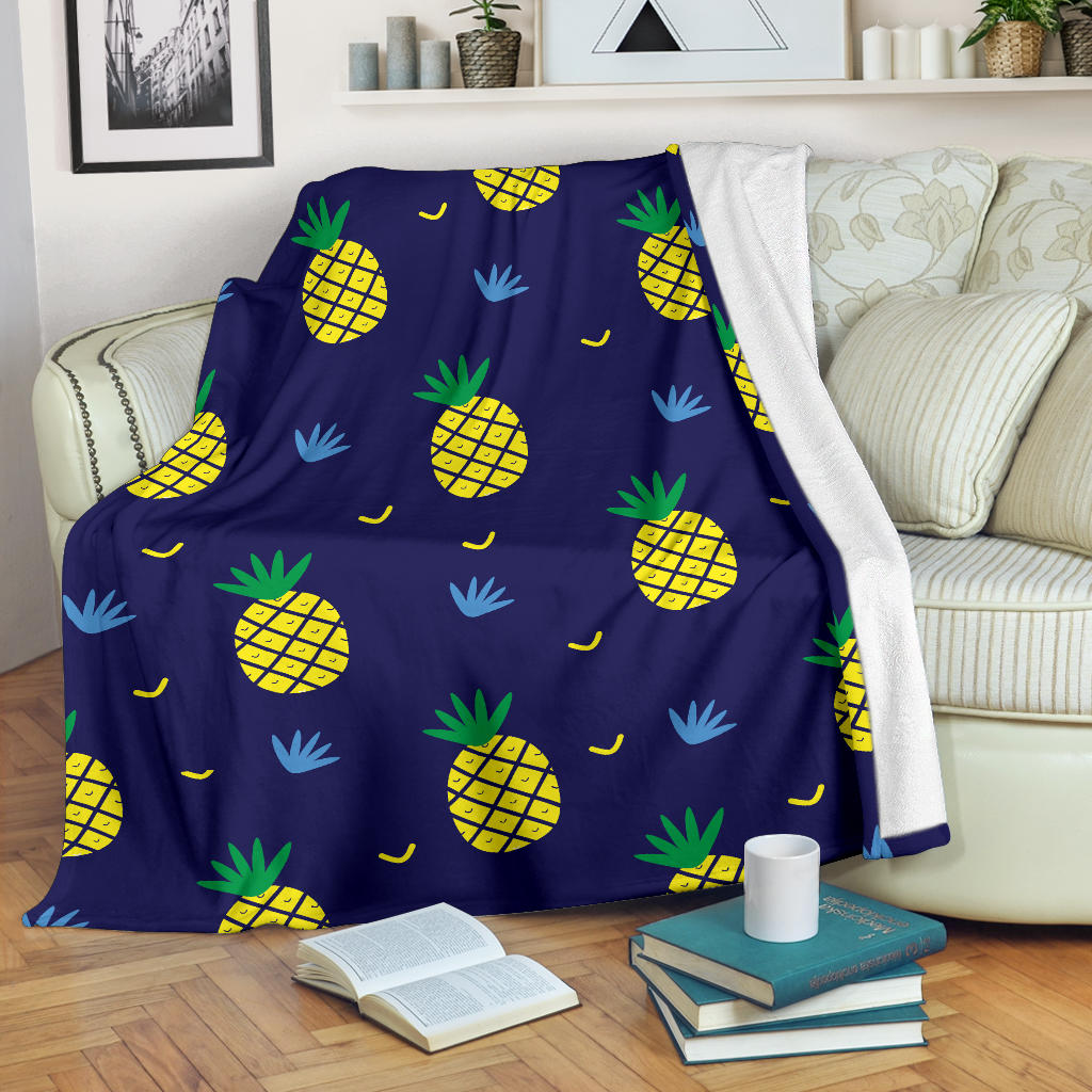 Pineapple Pattern Print Design A01 Premium Blanket