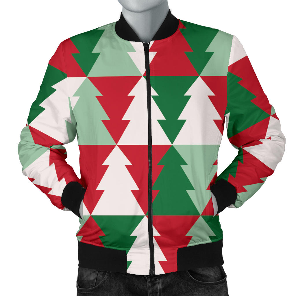 Christmas Tree Pattern Print Design 01 Men Bomber Jacket