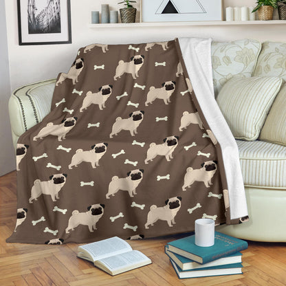 Pug Pattern Print Design A02 Premium Blanket