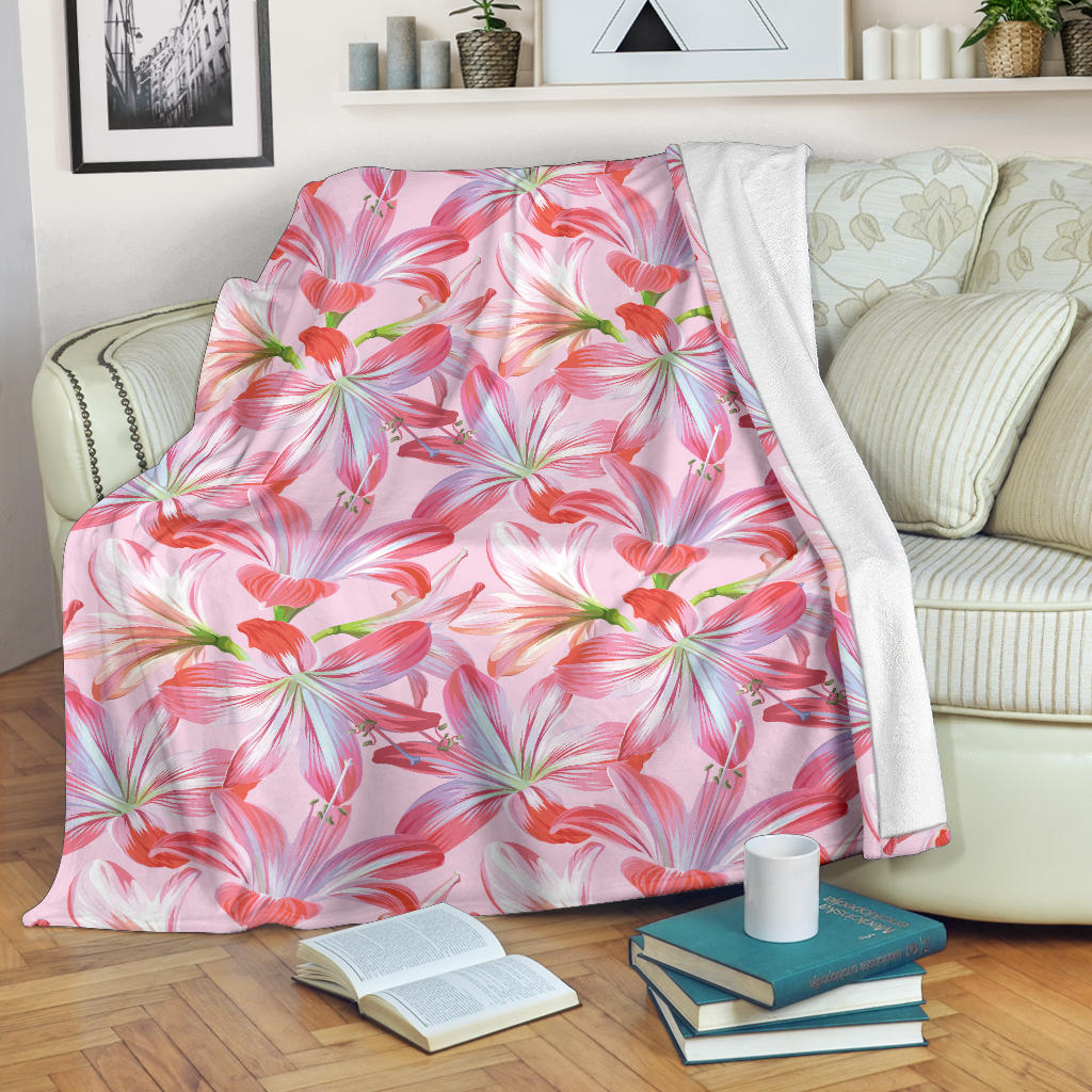 Amaryllis Pattern Print Design 02 Premium Blanket
