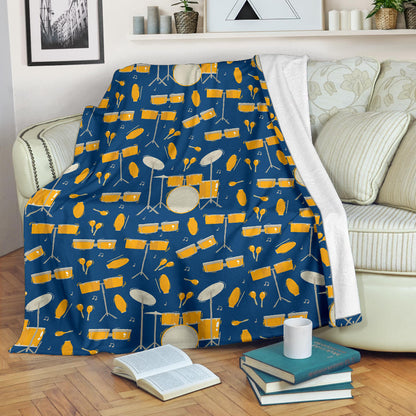 Drum Set Pattern Print Design 03 Premium Blanket