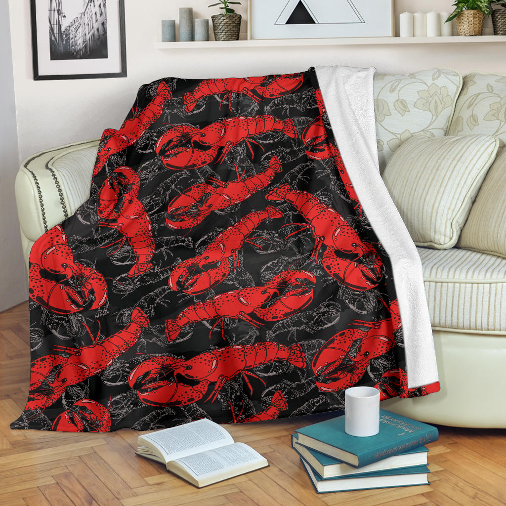 Lobster Pattern Print Design 04 Premium Blanket