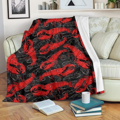 Lobster Pattern Print Design 04 Premium Blanket