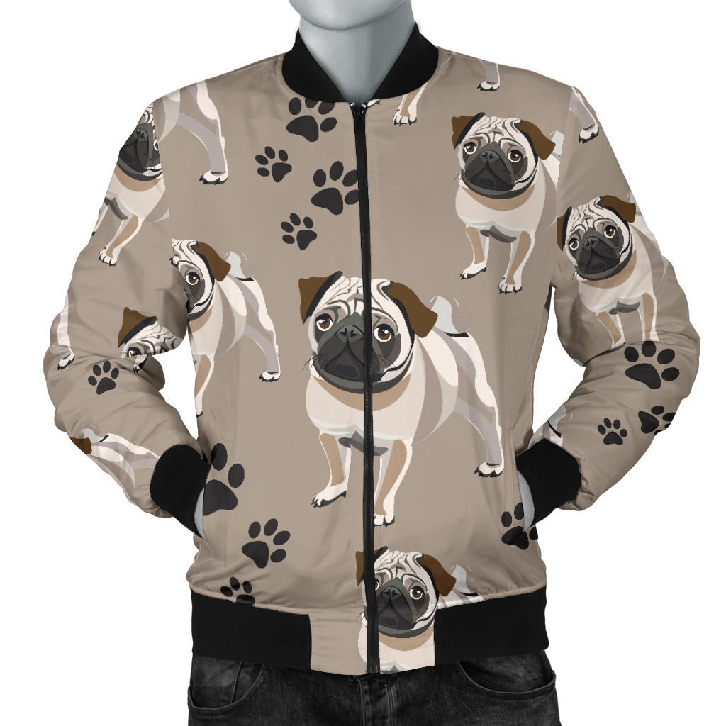 Pug Pattern Print Design A04 Men Bomber Jacket