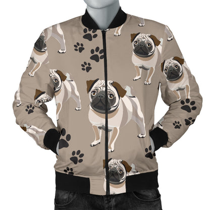 Pug Pattern Print Design A04 Men Bomber Jacket