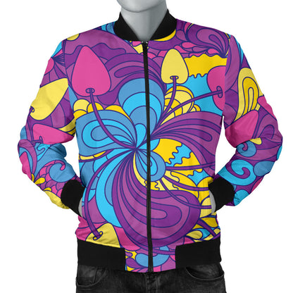 Psychedelic Mushroom Pattern Print Design A03 Men Bomber Jacket