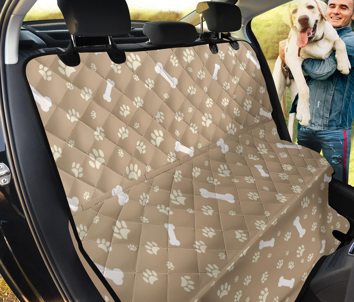 Dog Bone Paw Pattern Print Design 01 Rear Dog Car Seat Cover Hammock