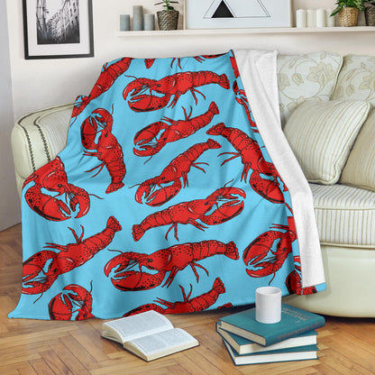 Lobster Red Pattern Print Design 03 Premium Blanket