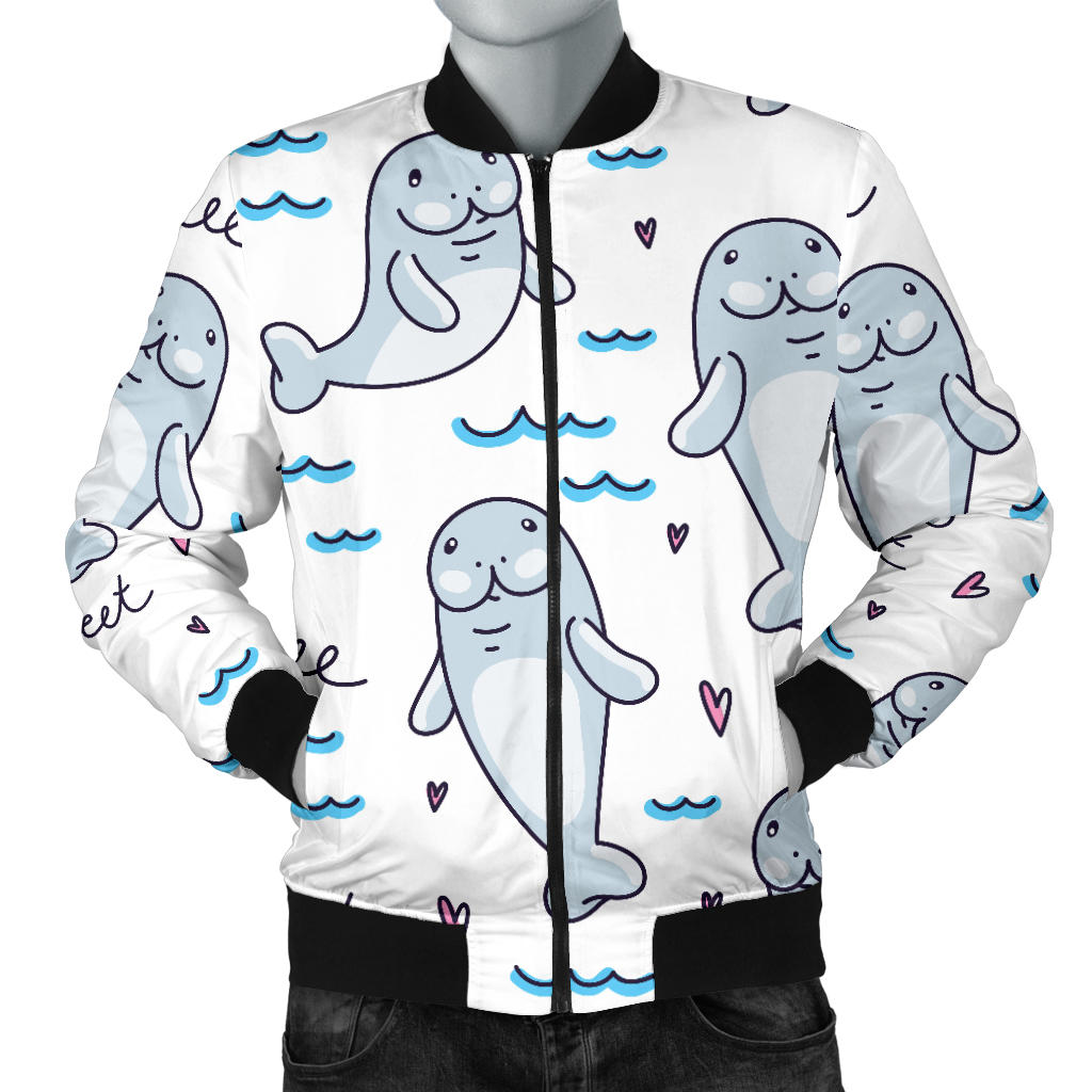 Manatee Baby Pattern Print Design 03 Men Bomber Jacket