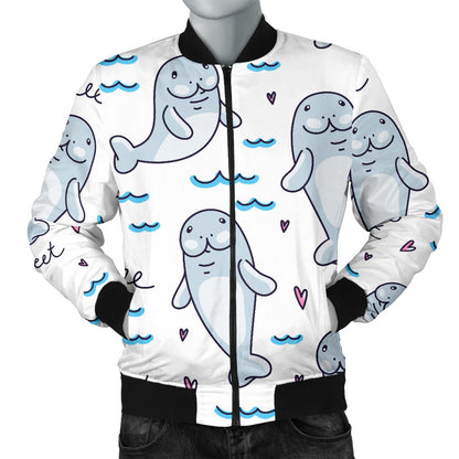 Manatee Baby Pattern Print Design 03 Men Bomber Jacket