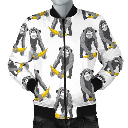 Chimpanzee Pattern Print Design 05 Men Bomber Jacket