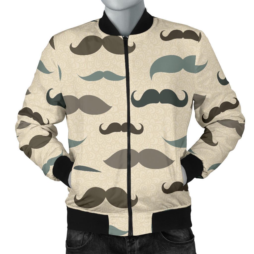 Mustache Pattern Print Design A01 Men Bomber Jacket