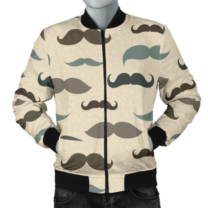 Mustache Pattern Print Design A01 Men Bomber Jacket