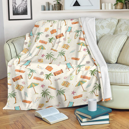 Beach Themed Pattern Print Design 05 Premium Blanket