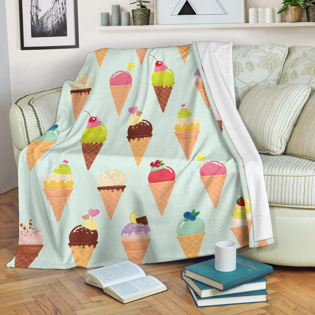 Ice Cream Pattern Print Design 03 Premium Blanket