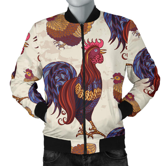 Rooster Pattern Print Design A03 Men Bomber Jacket