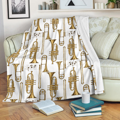 Trombone Pattern Print Design 04 Premium Blanket