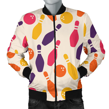 Bowling Pattern Print Design 06 Men Bomber Jacket