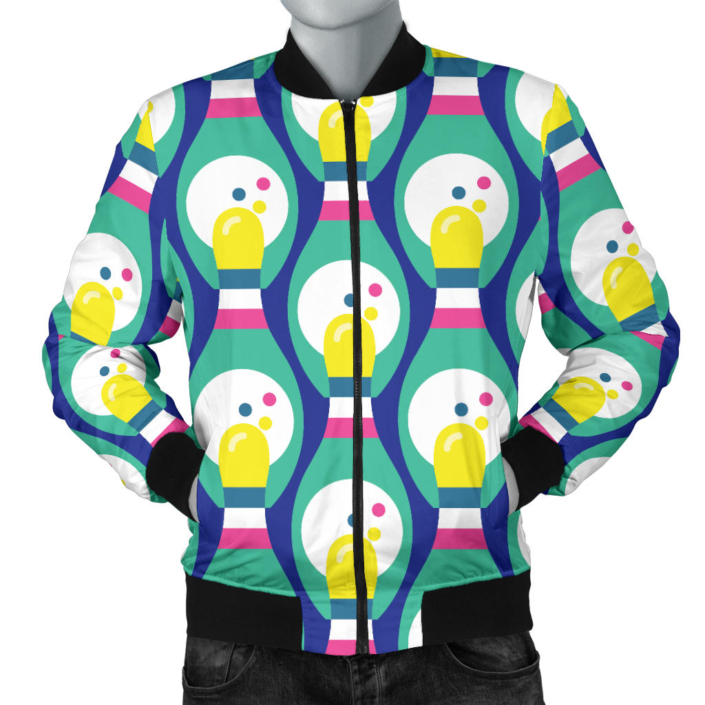 Bowling Pattern Print Design 04 Men Bomber Jacket