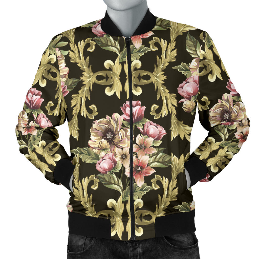 Baroque Pattern Print Design 02 Men Bomber Jacket