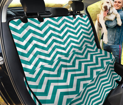 Chevron Teal Pattern Print Design 02 Rear Dog Car Seat Cover Hammock