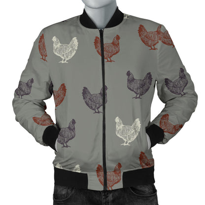Chicken Pattern Print Design 01 Men Bomber Jacket
