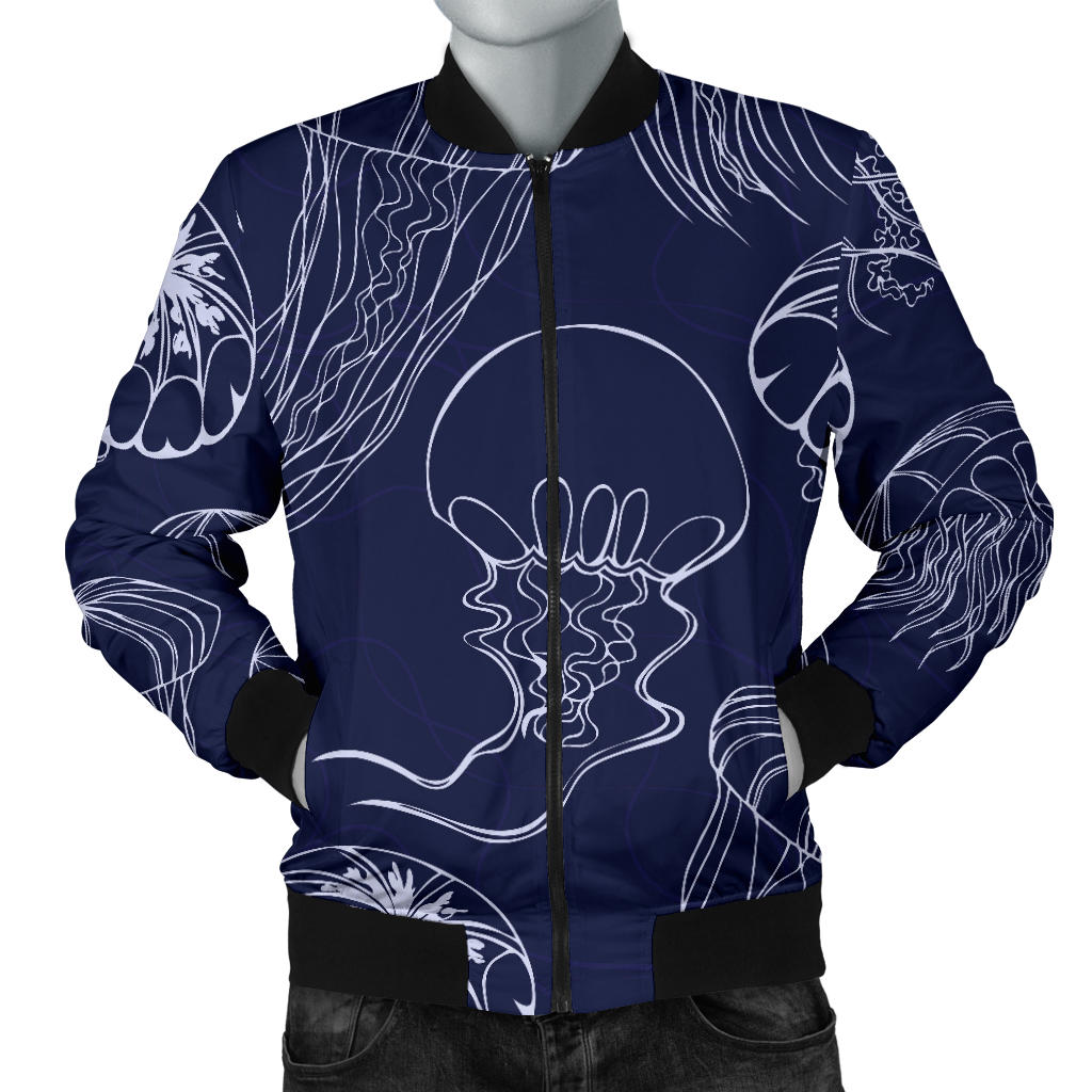 Jellyfish Pattern Print Design 05 Men Bomber Jacket
