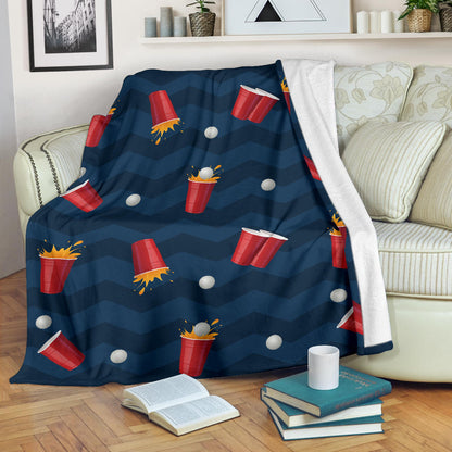 Beer Pong Pattern Print Design 01 Premium Blanket
