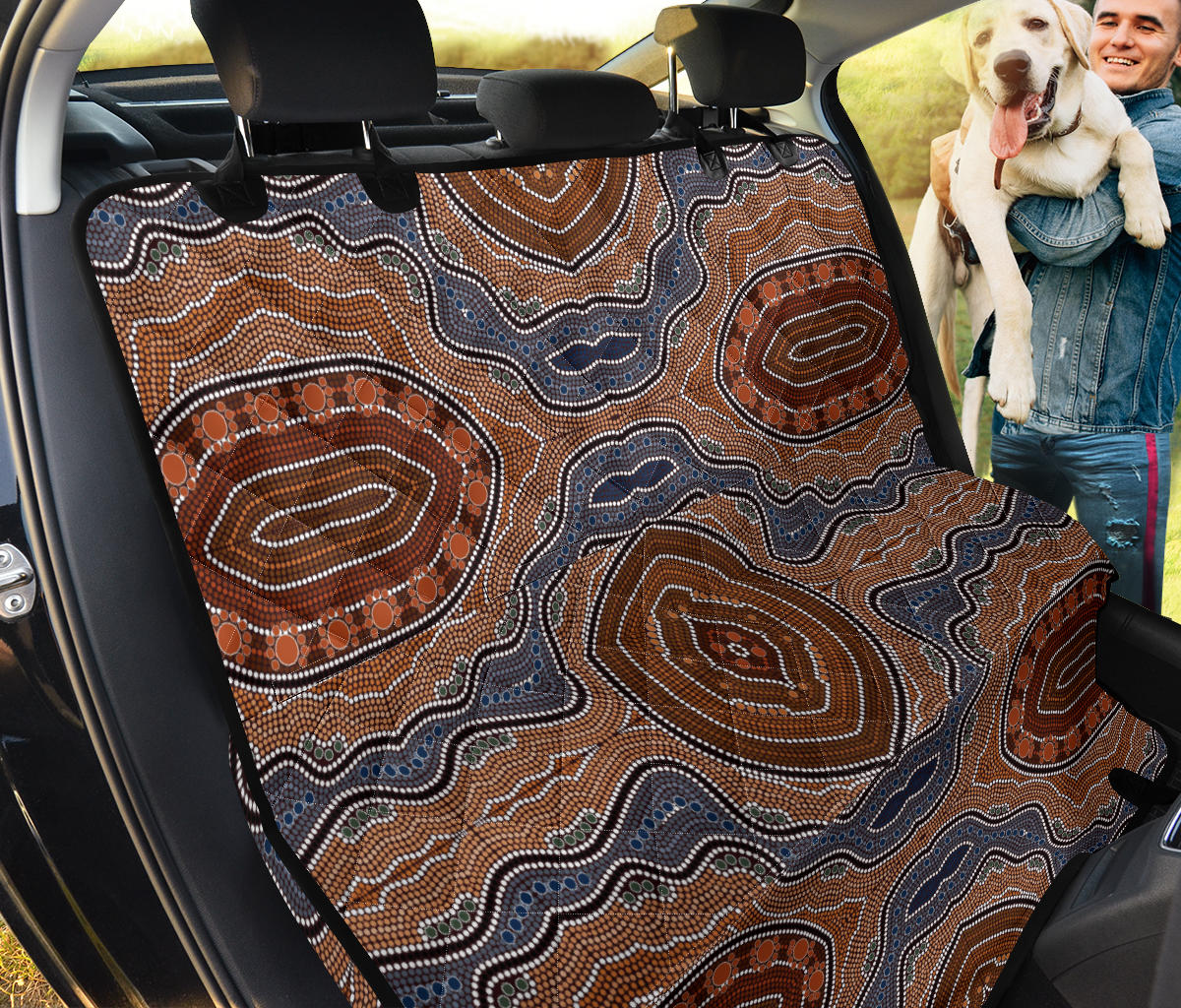 Aboriginal Pattern Print Design 01 Rear Dog Car Seat Cover Hammock