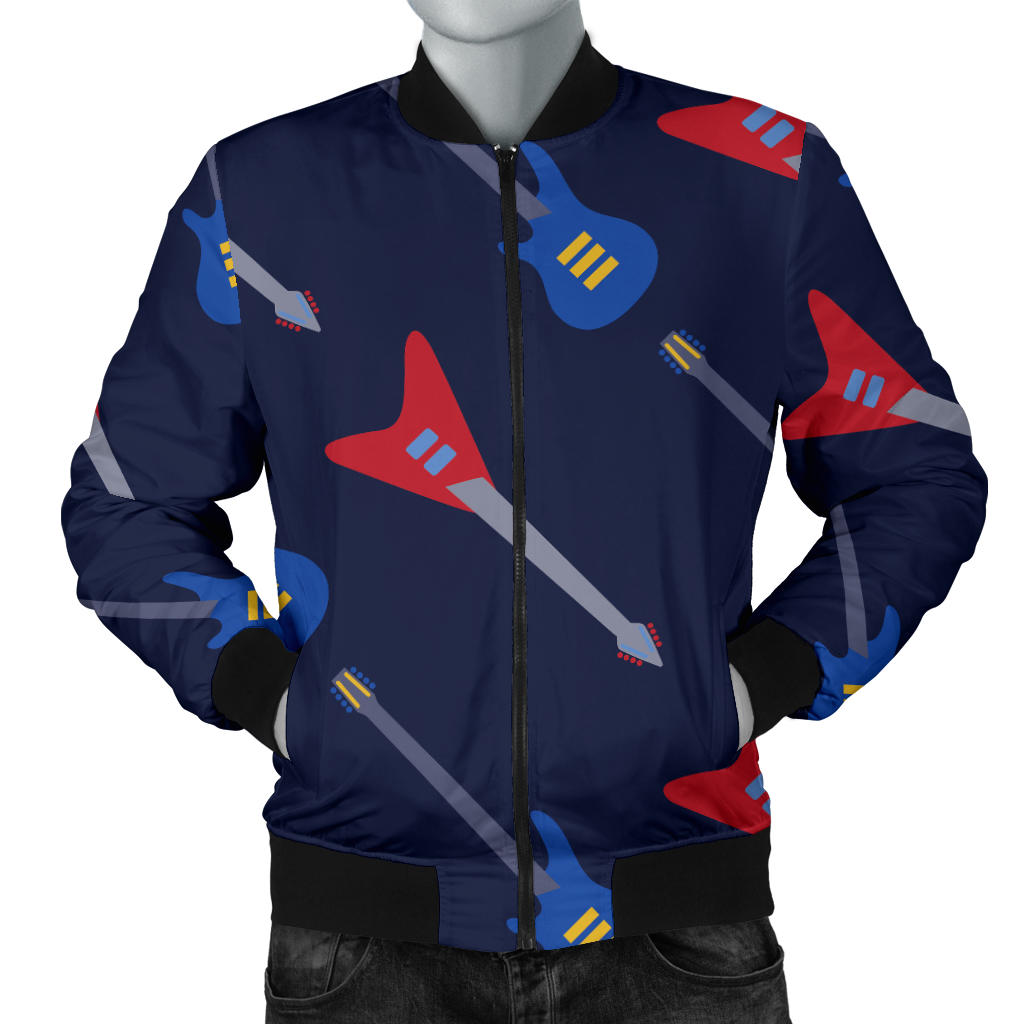 Electric Guitar Pattern Print Design 01 Men Bomber Jacket