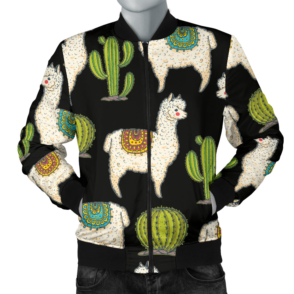 Alpaca Cactus Pattern Print Design 07 Men Bomber Jacket