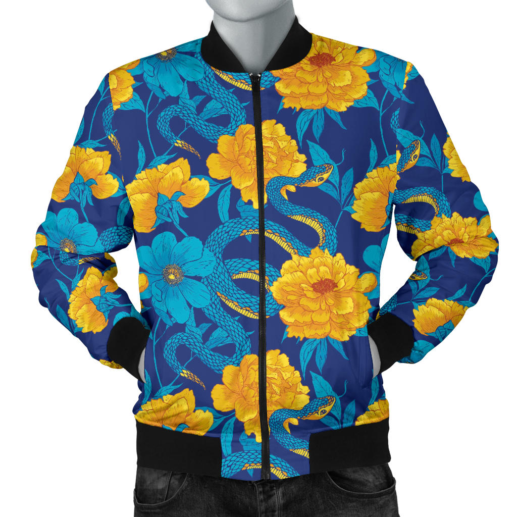 Boa Pattern Print Design 01 Men Bomber Jacket