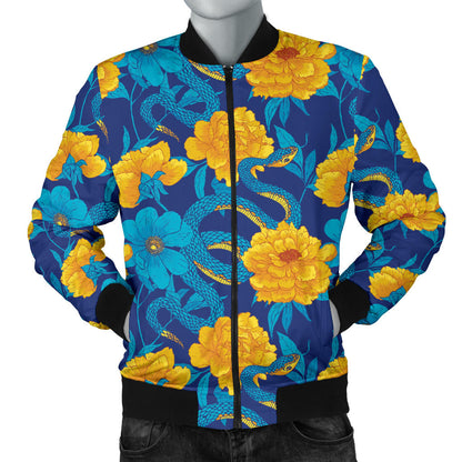 Boa Pattern Print Design 01 Men Bomber Jacket