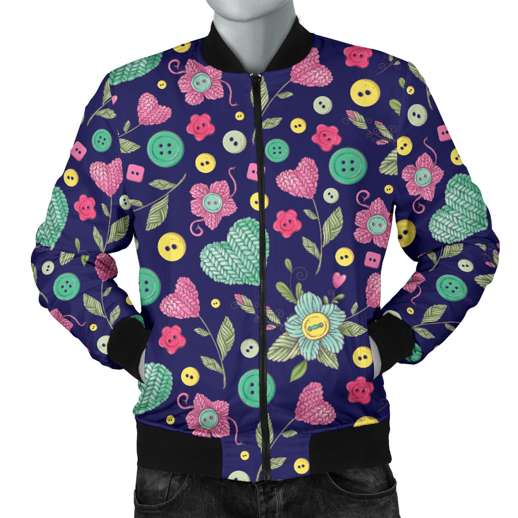 Crochet Pattern Print Design 02 Men Bomber Jacket