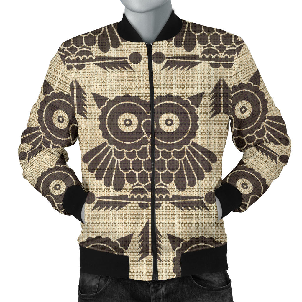 Owl Pattern Print Design A01 Men Bomber Jacket