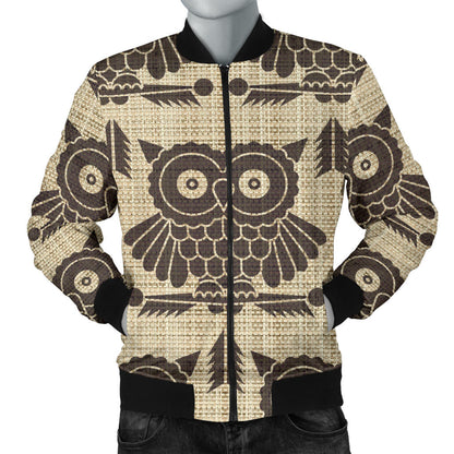 Owl Pattern Print Design A01 Men Bomber Jacket