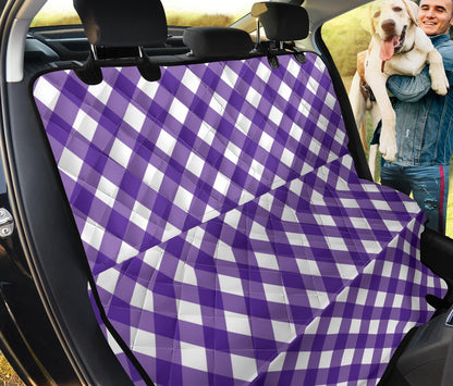 Gingham Purple Pattern Print Design 03 Rear Dog Car Seat Cover Hammock