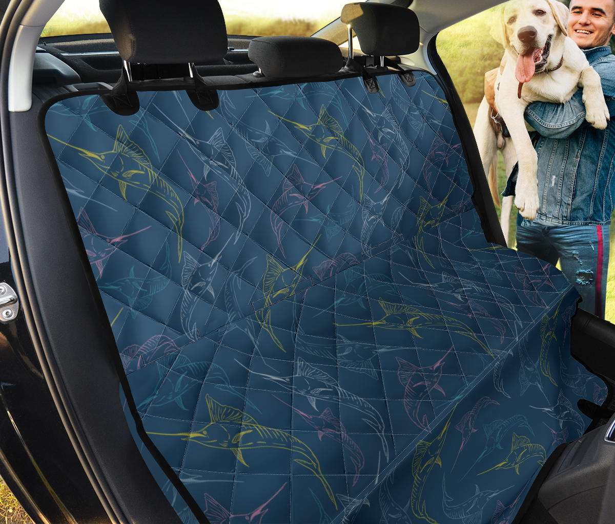 Swordfish Pattern Print Design 02 Rear Dog Car Seat Cover Hammock