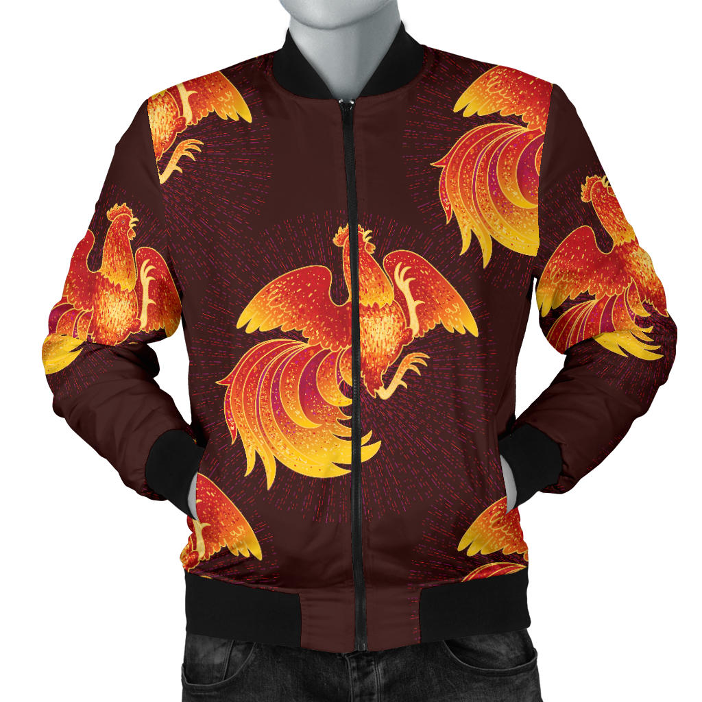Rooster Pattern Print Design A04 Men Bomber Jacket