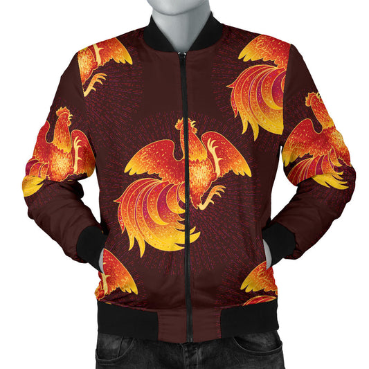 Rooster Pattern Print Design A04 Men Bomber Jacket